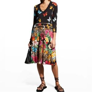 Johnny Was Sandra Mixed-Print Tiered Dress Medium
